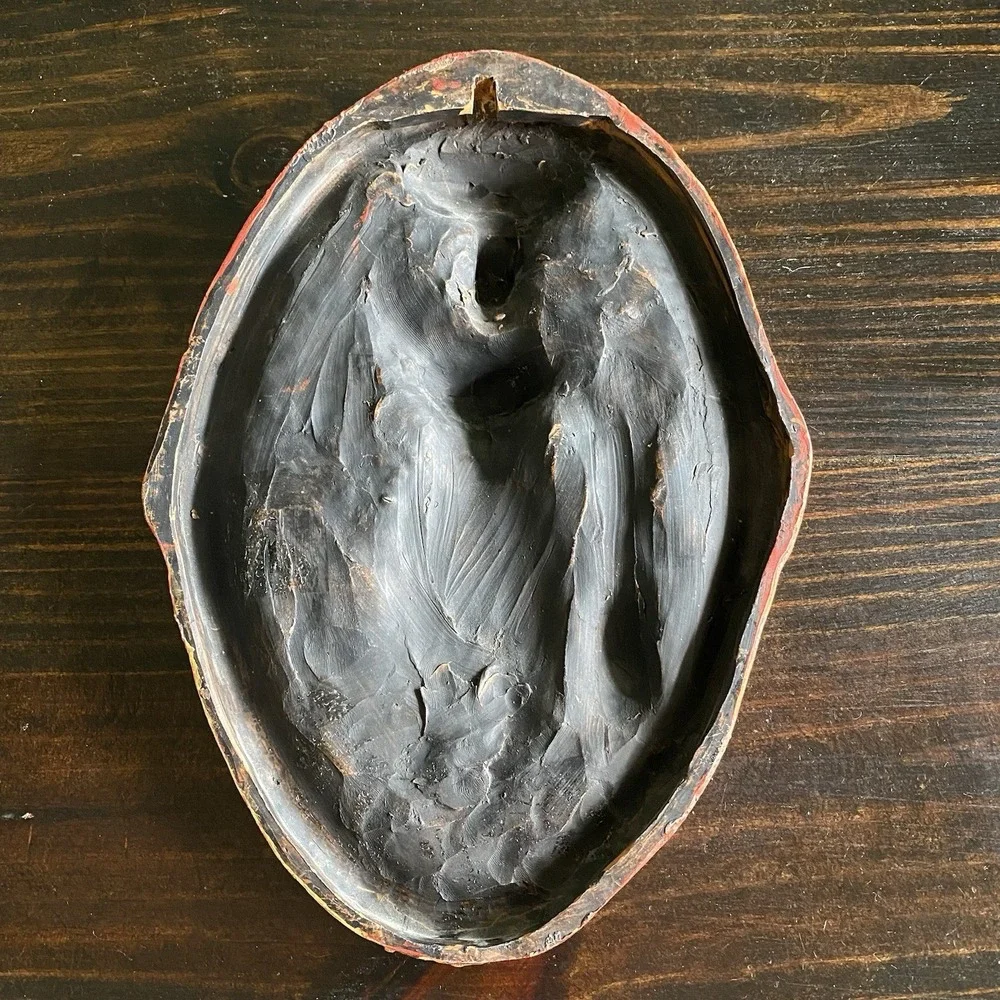 Hand Carved African Woman Mother Carrying Fruit Basket Wall Hanging Art 15